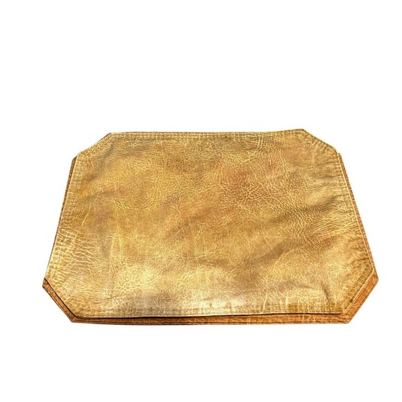 John Matouk Placemats Tan Leather Look Cotton Set of 5 17" x 12.5" 2 Used 3 New - Picture 6 of 9